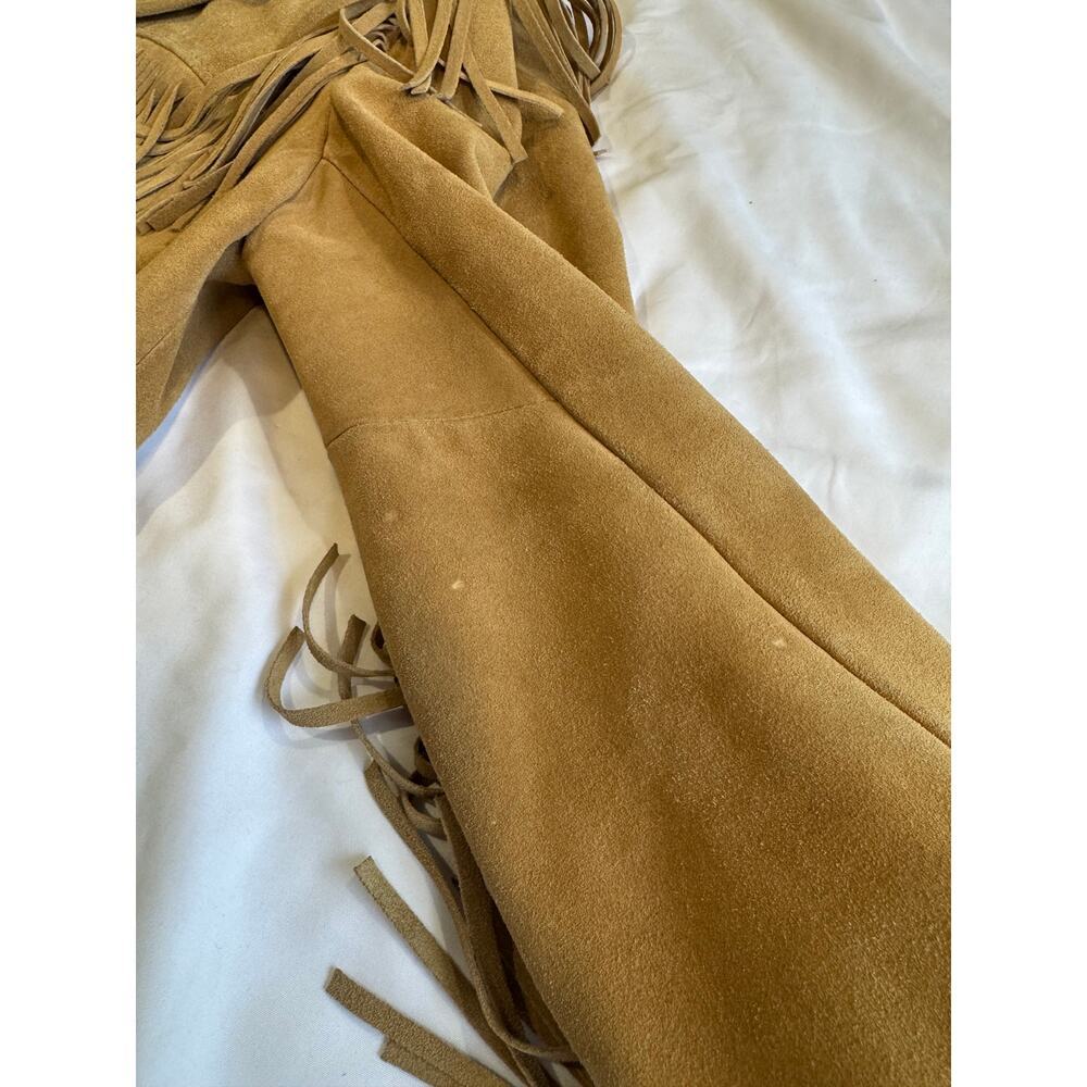 Vintage Sears The Leather Shop Leather Fringe Jacket Brown USA Western - Picture 11 of 16